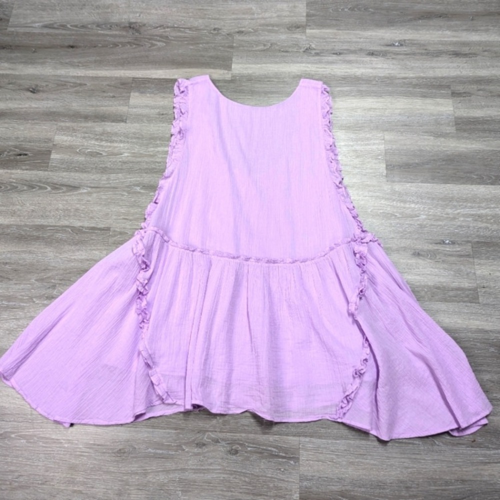 Free People Size XL Purple Rifle Beach Cover Up Deep Armholes Low Back Flounce
